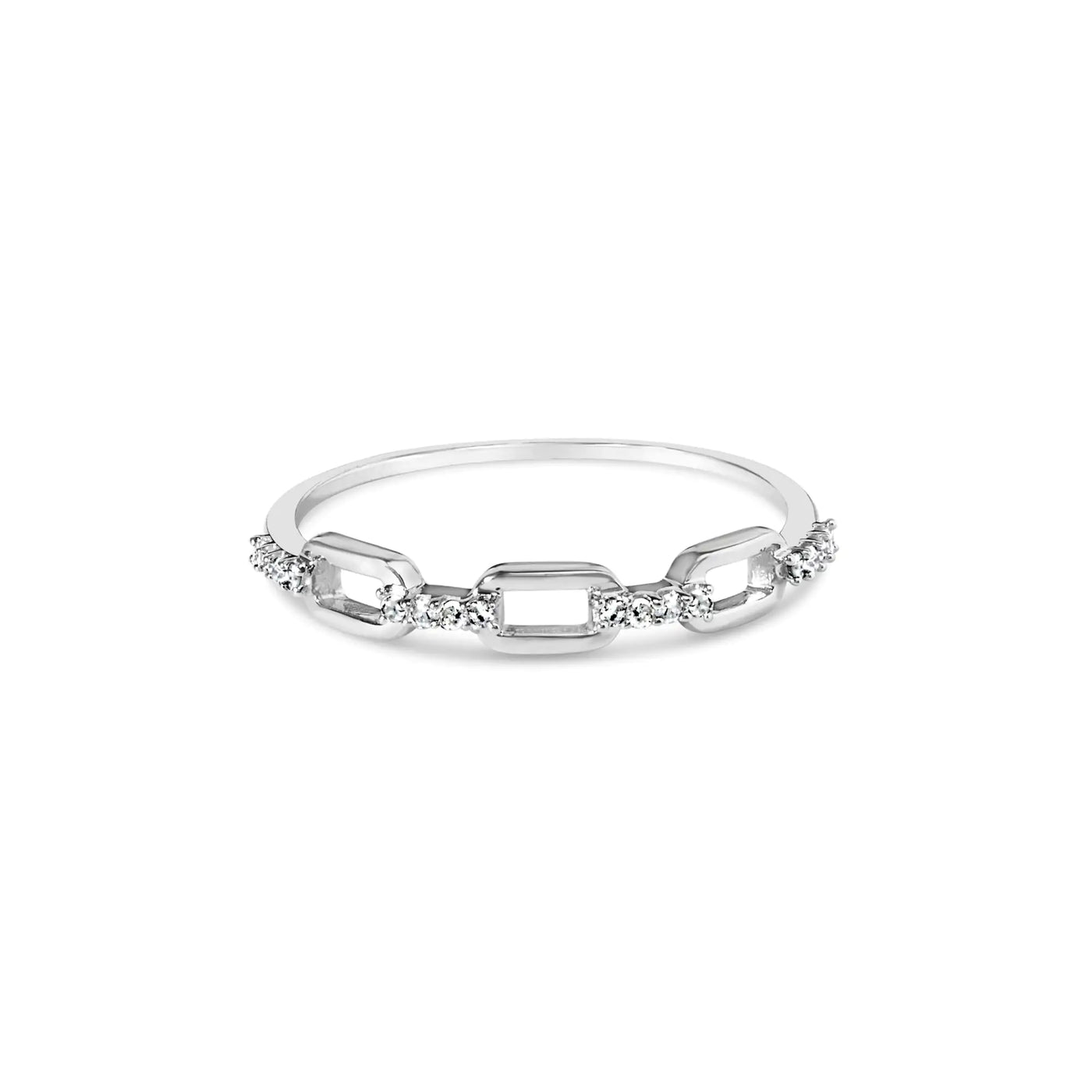 .925 Sterling Silver Diamond Accent Paperclip Band Ring (I-J Color, I2-I3 Clarity) - RAGIMA Emporium